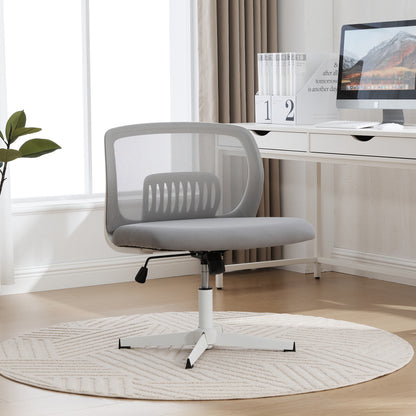 Bureaustoel Zonder Armleuningen – Ergonomische Bureaustoel – Computerstoel – Stoel Voor Bureau – Moderne Task Chair – Brede Zitting – Kantelfunctie & 360° Draaibaar – Grijs Mesh