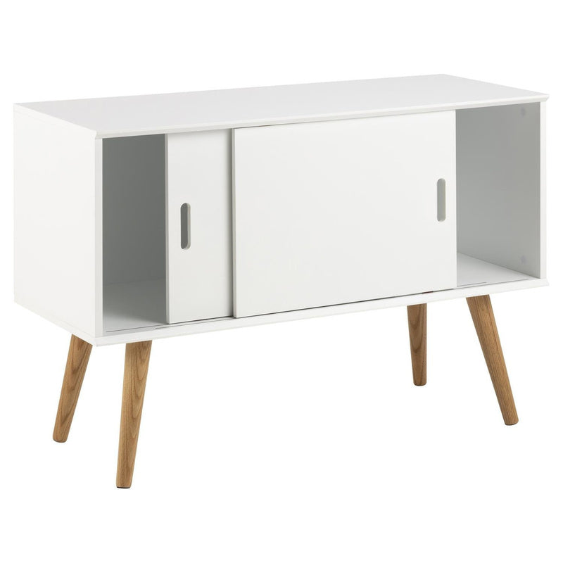 Mitra White Dresser with Sliding Doors, Scandinavian Style - QUORE