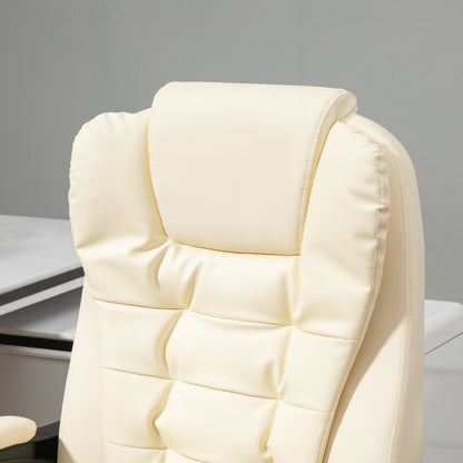 Bureaustoel – Ergonomische Stoel – Kantoorstoel – Draaistoel – Office Chair – Verstelbaar In Hoogte – Kantelbaar Tot 145° – Met Voetsteun – Padded Armleuningen – Beige/Zwart