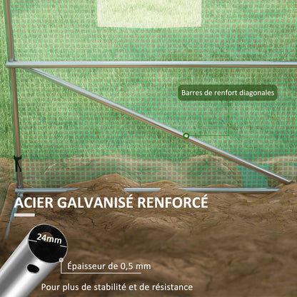 Tuinkas Tunnelkas Kweekkas Groentekas Kassenkas – Groen – 18m² Groot – Ingebouwd Irrigatiesysteem – 12 Ventilerende Ramen