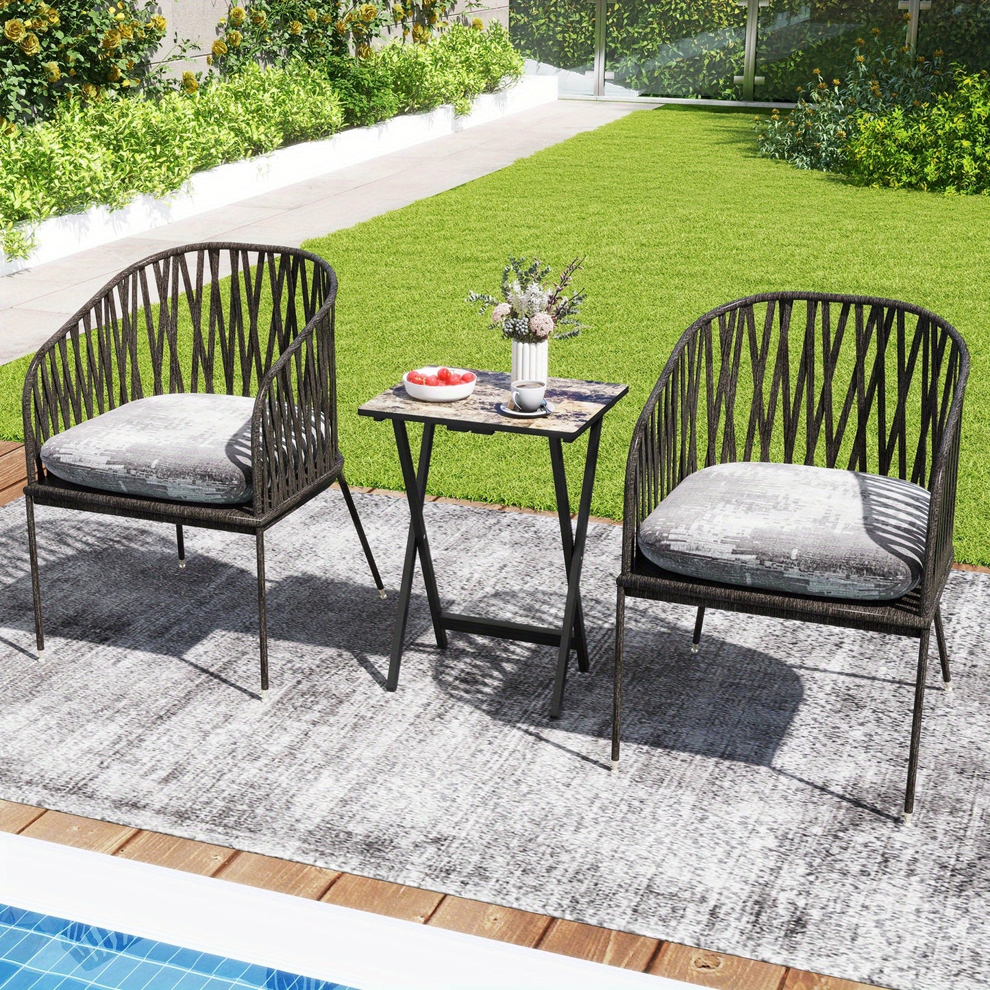 Dienbladtafel – Bijzettafel – Butlertray – Opklapbare Tafel – Serveertafel – Set Van 5 – Rubberhout Met Opbergrek – Inclusief Handvat