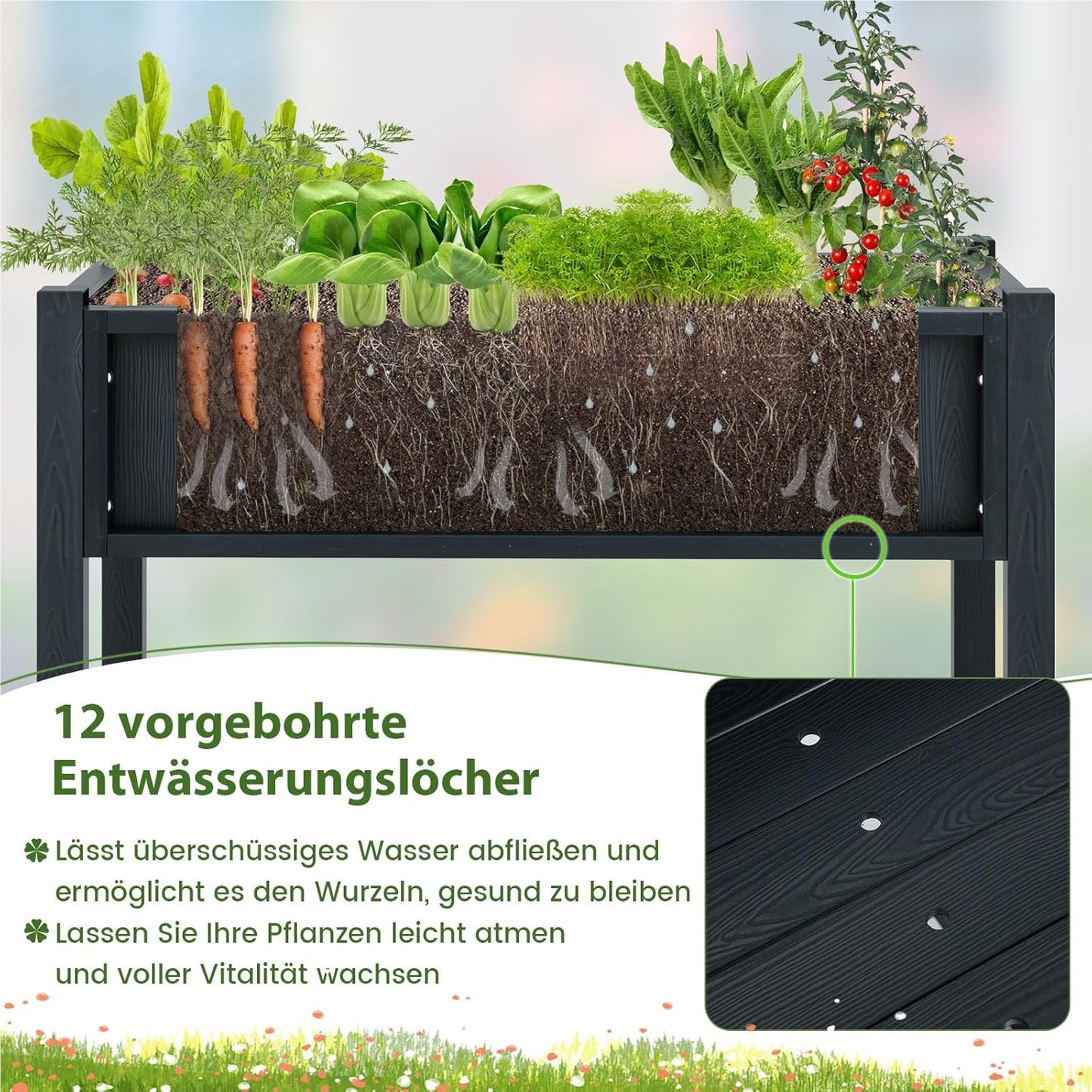 Verhoogd Plantenbed – Bloembak – Kruidenbak – Tuinbak – Plantenbak – Met Opbergruimte – Duurzaam HIPS Materiaal – Ergonomische Werkhoogte 73 cm