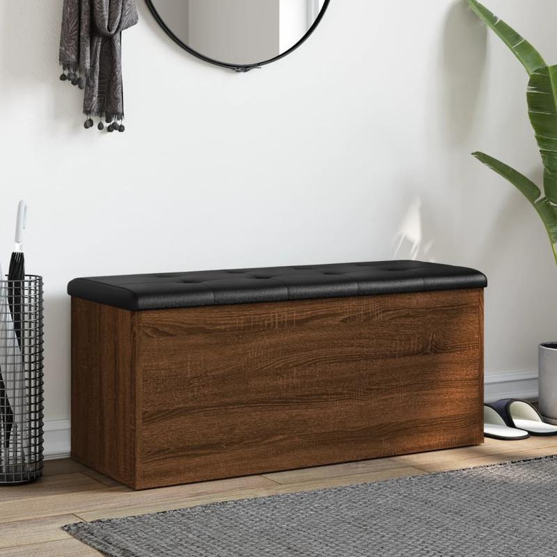 Opbergbank – Opbergkist – Schoenenbank – Zitbank – Bankje – Gemaakt Van Behandeld Hout – Afmeting 102x42x45 Cm Bruin Eik