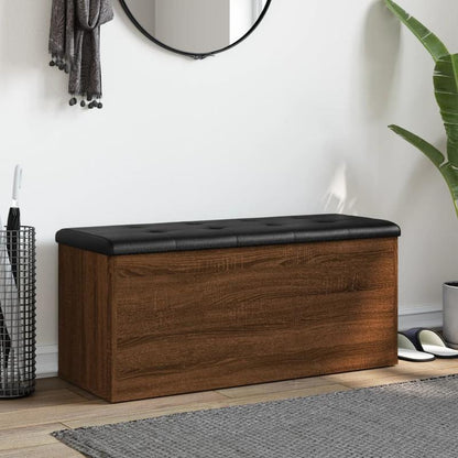 Opbergbank – Opbergkist – Schoenenbank – Zitbank – Bankje – Gemaakt Van Behandeld Hout – Afmeting 102x42x45 Cm Bruin Eik