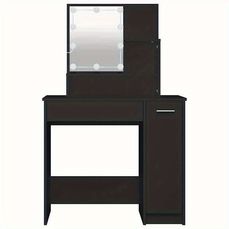 Kaptafel – Make-up Tafel – Vanity – Dressing Table – Make-up Station – Mat Zwart – MDF Materiaal – Compact Ontwerp met Lades