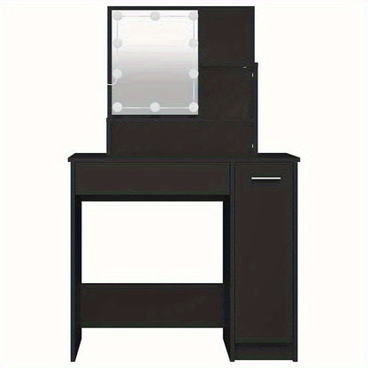 Kaptafel – Make-up Tafel – Vanity – Dressing Table – Make-up Station – Mat Zwart – MDF Materiaal – Compact Ontwerp met Lades