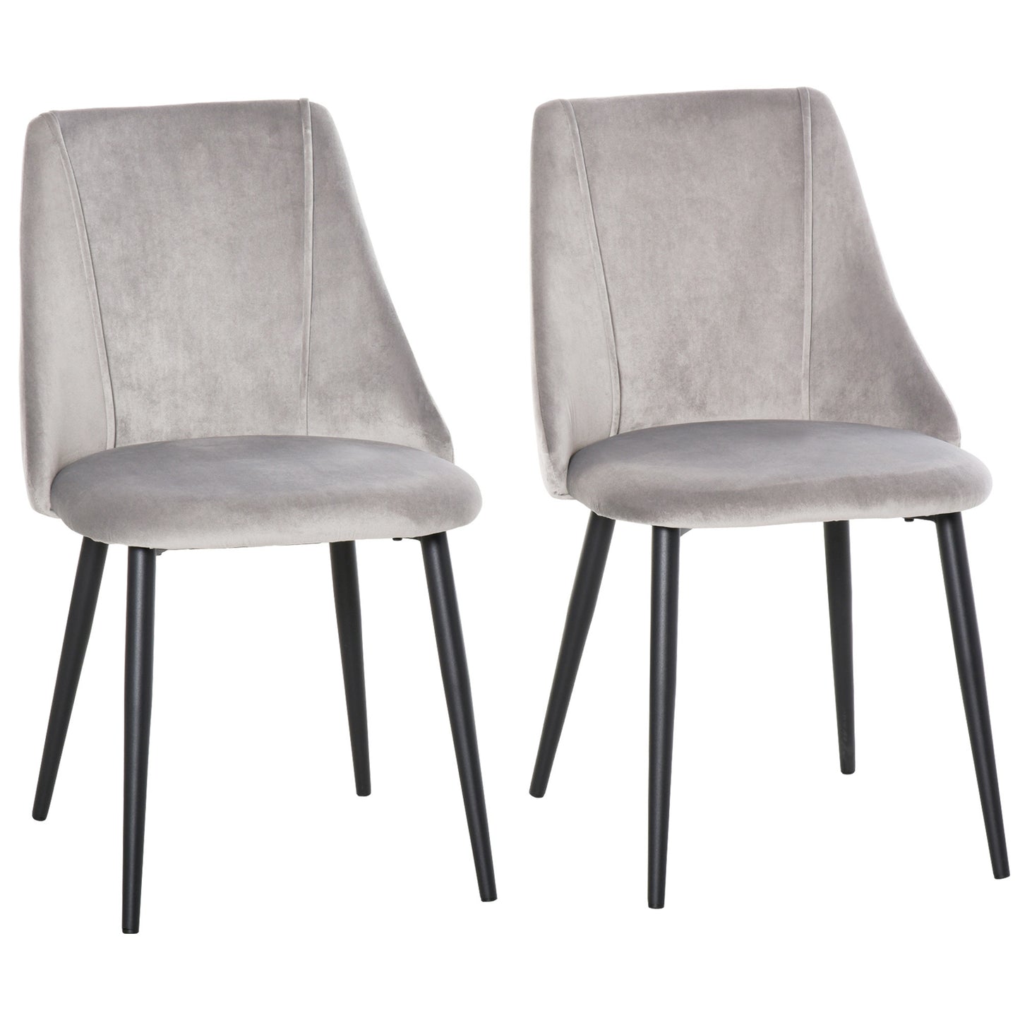 Eetkamerstoel – Keukenstoel – Stoel Met Rugleuning – Zitstoel – Veloursstoel – Grijs – Ergonomisch Design – Stabiel Metalen Frame