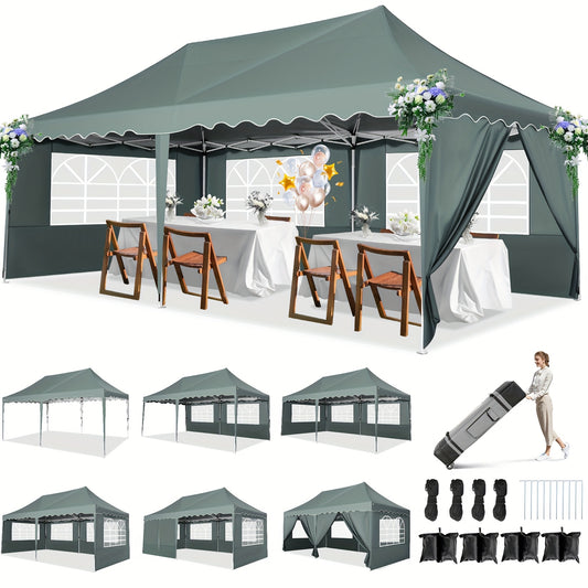 Feesttent – Partytent – Paviljoen – Tuintent – Vouwtent – Grijs – Windscherm Met Zandzakken – Waterdicht 3x6 Meter