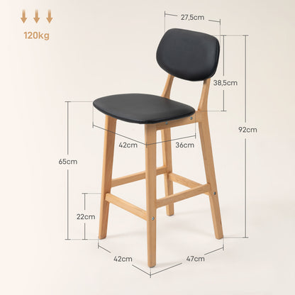 Barkrukken – Barstoelen – Keukenkrukken – Barkrukset – Barstoelen Zwart – Beukenhout – Comfortabele Schuimzitting 24kg/m³