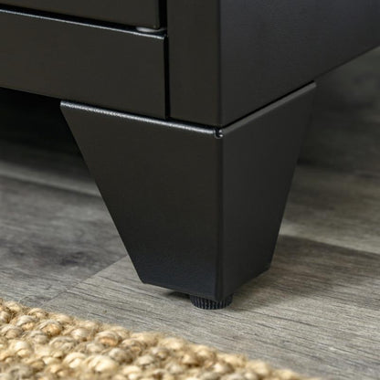 Nachtkastje – Nachtkast – Bijzettafel – Ladekastje – Opbergkastje – Natuurlijk Hout & Zwart Metaal – Verstelbare Plank – Compact 50x40x47,5 cm