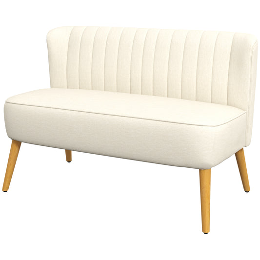 2-zitsbank – tweezitsbank – loveseat – tweepersoonsbank – zitbank – Crèmekleurig – zachte bekleding – afneembare wasbare hoes – compact formaat 117x56,5x77 cm – maximaal draaggewicht 150 kg