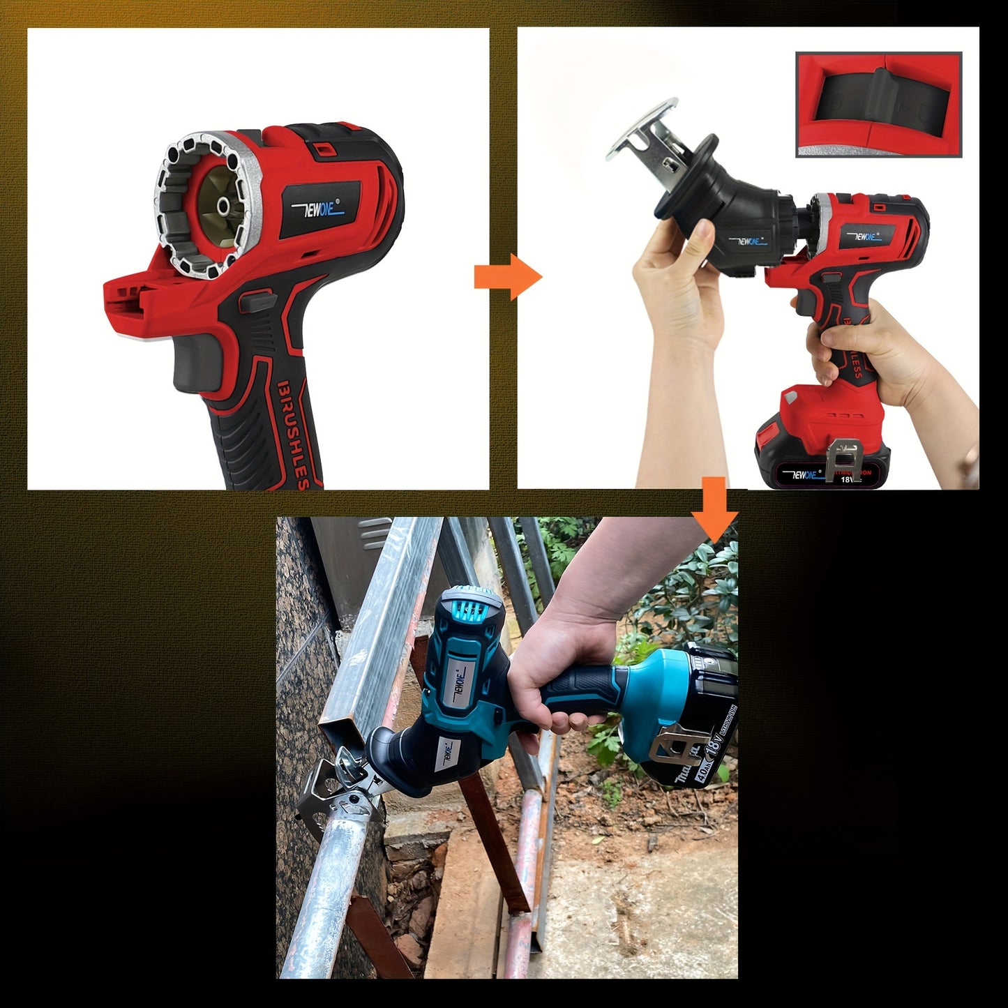 Multitool – Multifunctionele Tool – Accu Gereedschap – All-in-One Tool – Elektrisch Multifunctioneel – 18V Brushless Motor – 12-in-1 Opzetstukken