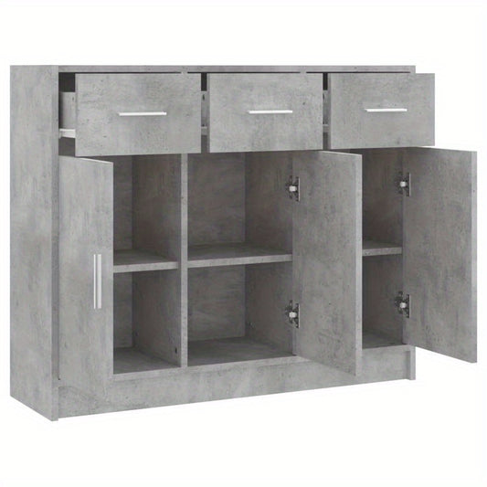Dressoir – Sideboard – Buffetkast – Opbergkast – Kast – Betonlook Grijs – Duurzaam Hout – 91x28x75 cm Compact