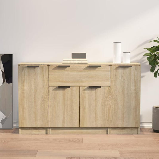 Modern Minimalist Sideboard with Drawers & Shelves - Light Wood Finish, Contemporary Design for Living Room or Bedroom, Space-Saving Storage Furniture, Bedroom Storage Furniture, Sleek Furniture Piece, Smooth Finish Furniture
