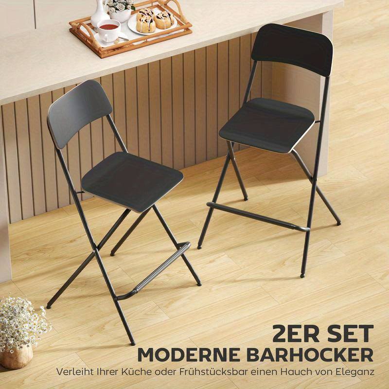 Barstoel – Barkruk – Keukenstoel – Counterstoel – Zwarte Barstoelen Set van 2 – Stevig Stalen Frame – Comfortabele Gevoerde Zitting