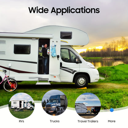 Instaptrap Camper – Opvouwbare Trap – Caravan Trap – Bus Instap – Enkele Trede – Aluminium Legering – Antislip Voetplaat – Draagkracht 150 kg – Zilver