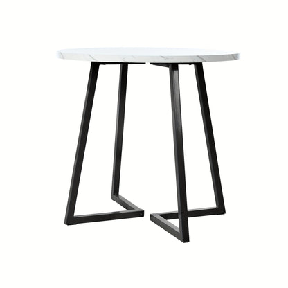 Ronde Eettafel – Eettafel Rond – Keukentafel – Tafel Voor Eetkamer – Witte Tafel – Uniek Geometrisch Onderstel – Duurzaam Niet-Hout Tafelblad