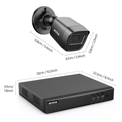CCTV Beveiligingsset – Bewakingscamera – Veiligheidssysteem – Analoge Cameraset – Camerabewaking – 4x 1080P Camera’s – Mensen- en Voertuigdetectie – Realtime E-mail Alerts – 5-in-1 DVR Zonder HDD