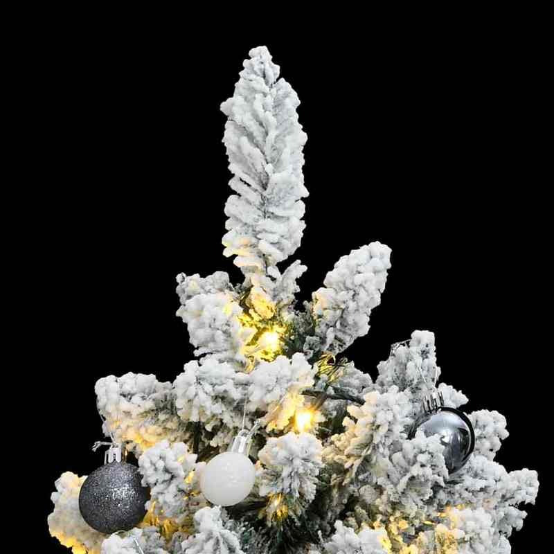 120cm Foldable Artificial Christmas Tree with White & Clear Ornaments - Full Floor Display with Sturdy Black Stand, No Assembly//, Lightweight Portable Design for Living Room, Bedroom, Entryway - Easy Storage, Modern Holiday