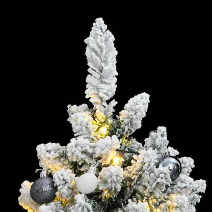 120cm Foldable Artificial Christmas Tree with White & Clear Ornaments - Full Floor Display with Sturdy Black Stand, No Assembly//, Lightweight Portable Design for Living Room, Bedroom, Entryway - Easy Storage, Modern Holiday