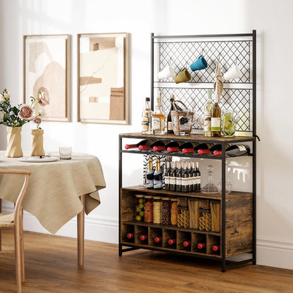 Wood Spice Rack Kitchen Shelf with Work Surface & Cabinet Door Storage - 5-Hook Hanging System, Space-Saving Vertical/under-Cabinet Unit for Spices, Pots, Pans - Compact Square Shelf (Compatible with Small Kitchens)