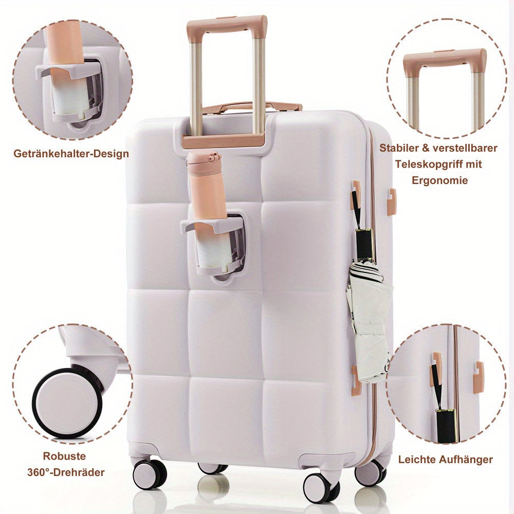 5pcs travel luggage set: suitcase M, L, XL, travel bag, cosmetic bag, TSA lock, 360° wheels, height-adjustable telescopic handle, lightweight & durable, light grey, Vacation Packing, Business Travel, Stylish Travel Gear, Fun