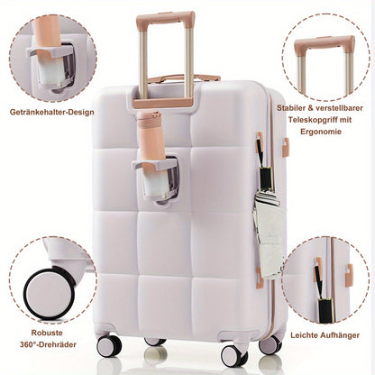 5pcs travel luggage set: suitcase M, L, XL, travel bag, cosmetic bag, TSA lock, 360° wheels, height-adjustable telescopic handle, lightweight & durable, light grey, Vacation Packing, Business Travel, Stylish Travel Gear, Fun