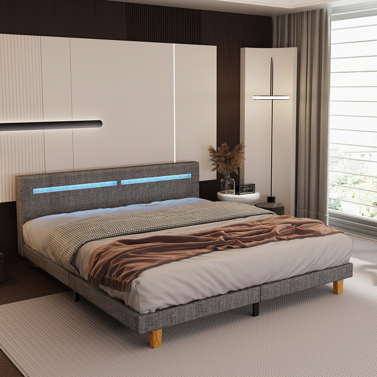 Bedframe Queen – Bedbodem – Tweepersoonsbed – Platformbed – Lattenbodem – Met Metaal En Hout – 180x200 cm – Draagkracht 360 kg