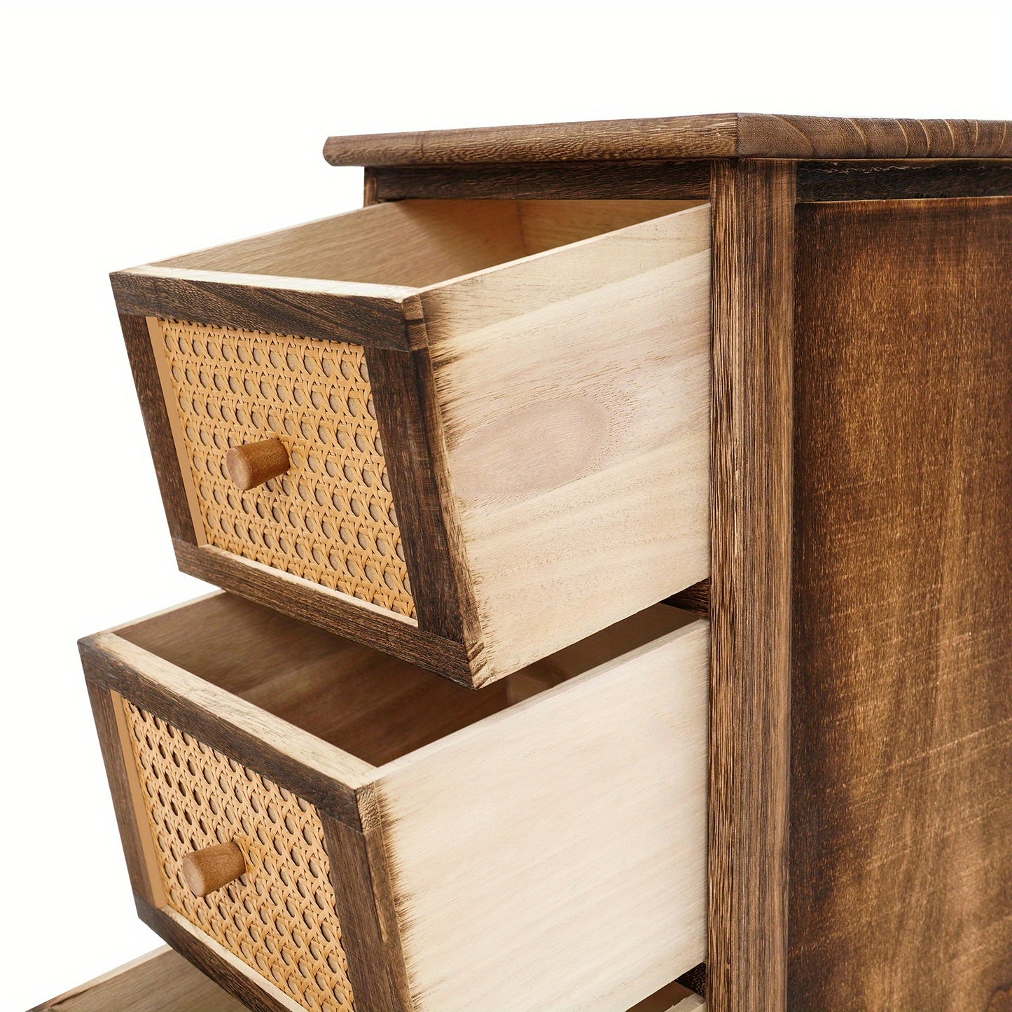 Opbergkast – Opbergmeubel – Ladekast – Kastenrek – Bergkast – 3 Lades – Massief Pauluswood – Donkerbruin Retro Design – Compact Verticaal – Draagvermogen 60 kg