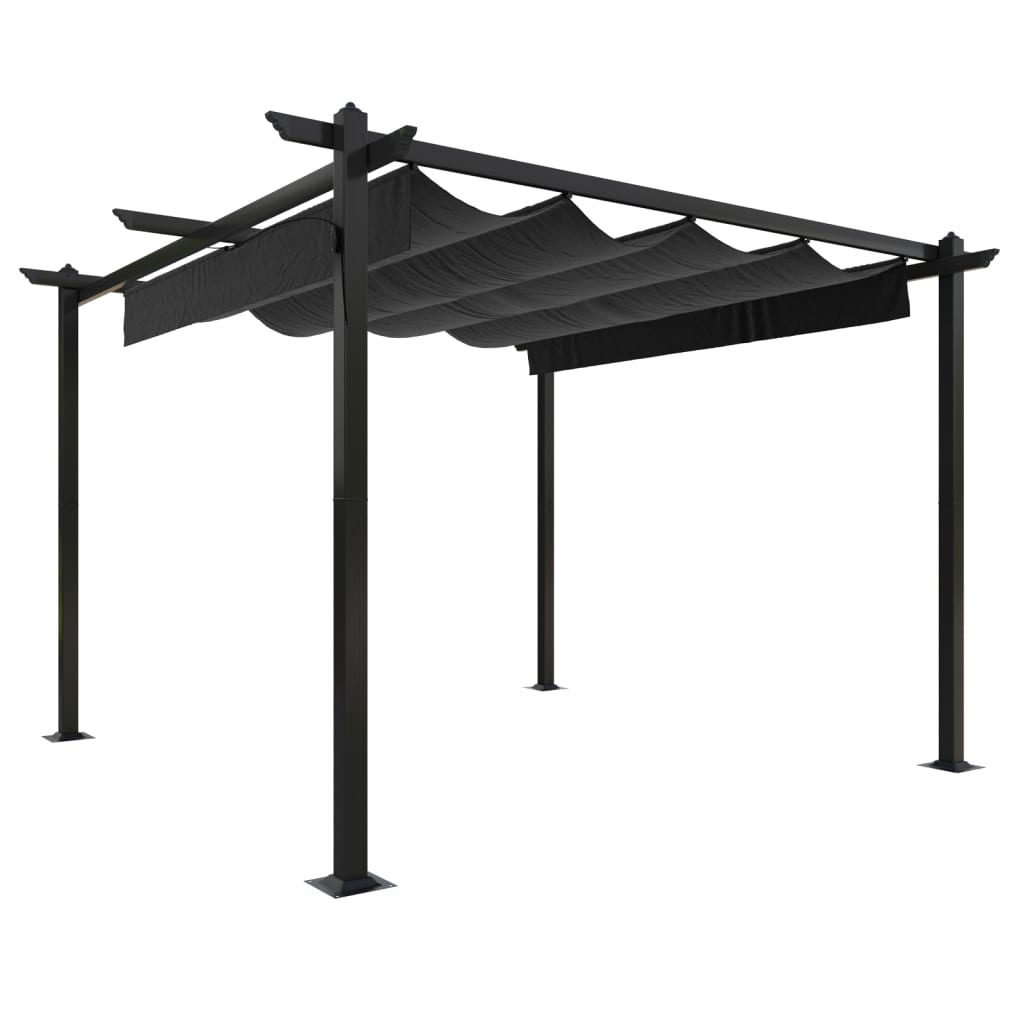 Tuinpaviljoen – Tuinoverkapping – Tuinprieel – Gazebo – Pergola – Gepoedercoat Staal – Uitschuifbaar Dak 3x3x2,2m Antraciet