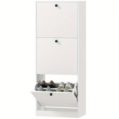 Schoenenkast – Schoenenrek – Schoenenopberger – Hal Organizer – Smalle Schoenenkast – Wit – Verstelbare Vakverdeling – Geschikt Voor 12 Paar Schoenen – 47x26x120 cm