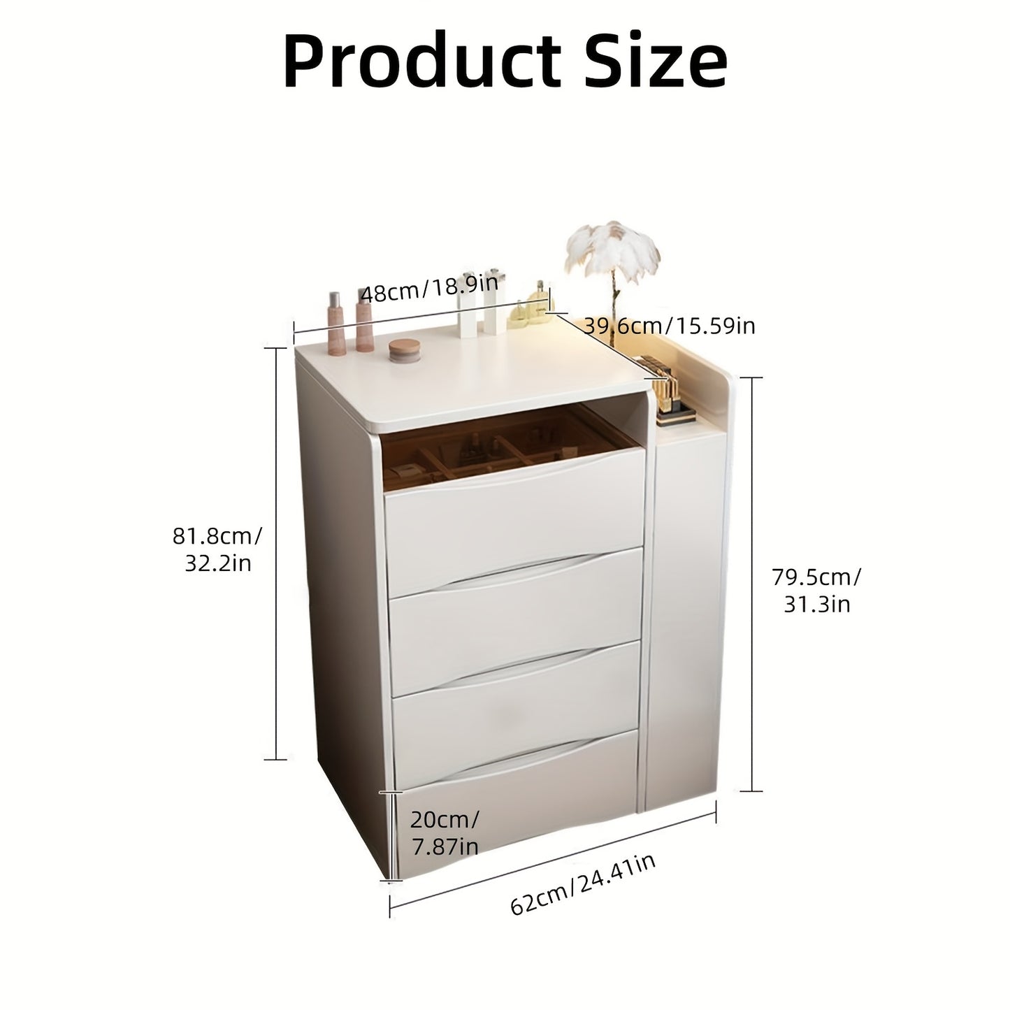 Kaptafel – Make-up Tafel – Opmaaktafel – Schminktafel – Verzorgingstafel – Wit – Slank Ontwerp – Kantelbare Spiegel Met Laderuimte
