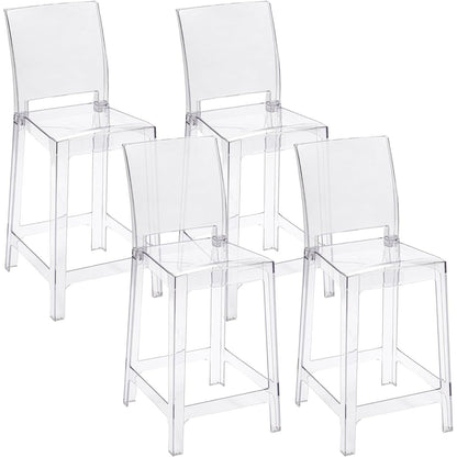 Transparante Stoelen – Doorzichtige Stoel – Kruk – Barkruk – Zitstoel – Polycarbonaat – Ergonomische Rugleuning – Stevige L-Vormige Poten