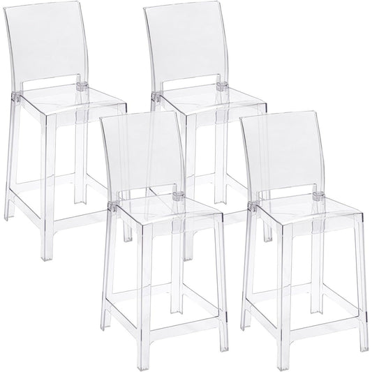 Transparante Stoelen – Doorzichtige Stoel – Kruk – Barkruk – Zitstoel – Polycarbonaat – Ergonomische Rugleuning – Stevige L-Vormige Poten