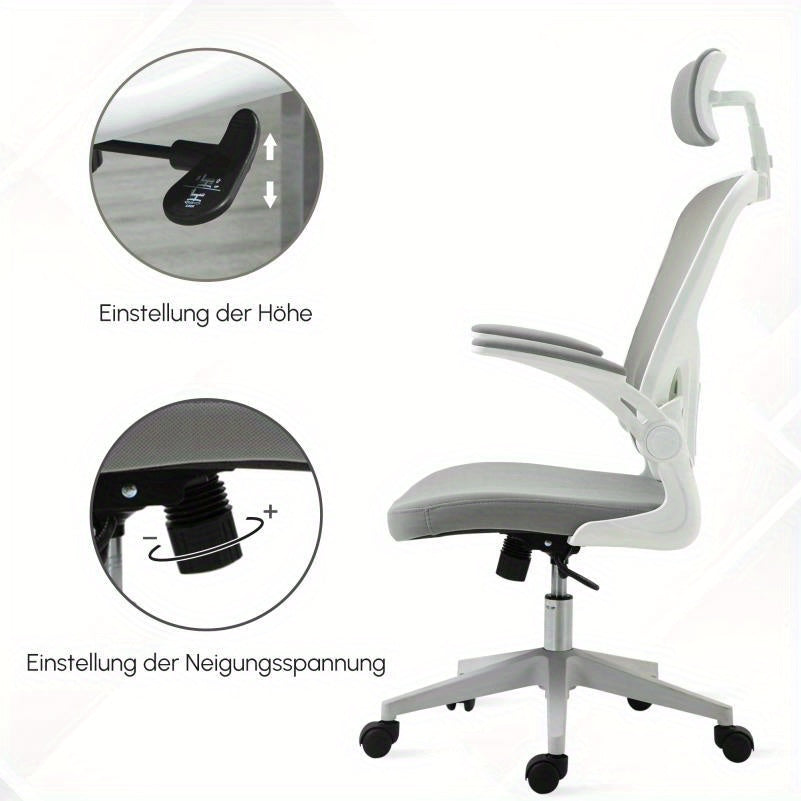 Ergonomische Bureaustoel – Bureaustoel Ergonomisch – Bureaustoel Kantoor – Stoel Bureau – Werkstoel – Verstelbare Hoofdsteun & Lendensteun – Hoogte- & Armleuning Verstelbaar