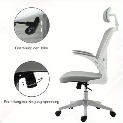 Ergonomische Bureaustoel – Bureaustoel Ergonomisch – Bureaustoel Kantoor – Stoel Bureau – Werkstoel – Verstelbare Hoofdsteun & Lendensteun – Hoogte- & Armleuning Verstelbaar
