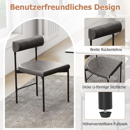 Eetkamerstoelen – Stoelen – Keukenstoelen – Design Stoelen – Armloze Stoelen – Ergonomisch Comfort – Grijs PVC Kunstleer