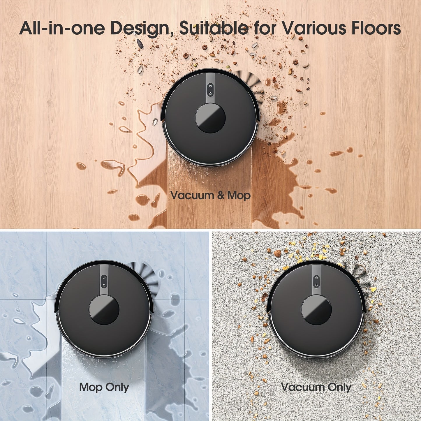 Lubluelu B40 3-in-1 Robot Vacuum and Mop with Mop System, 6500Pa Suction, Ultra-Slim, Low Noise (62dB), Mapping & App, Compatible for Carpet/Hard Floors & Pet Hair, & Avoidance,