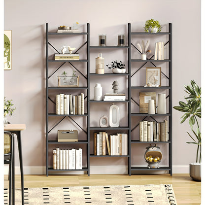 Boekenkast Zwart – Boekrek – Vakkenkast – Stellingkast – Opbergkast – 17 Planken Verstelbaar – Max. 340 kg Belastbaar – 24x152x186 cm