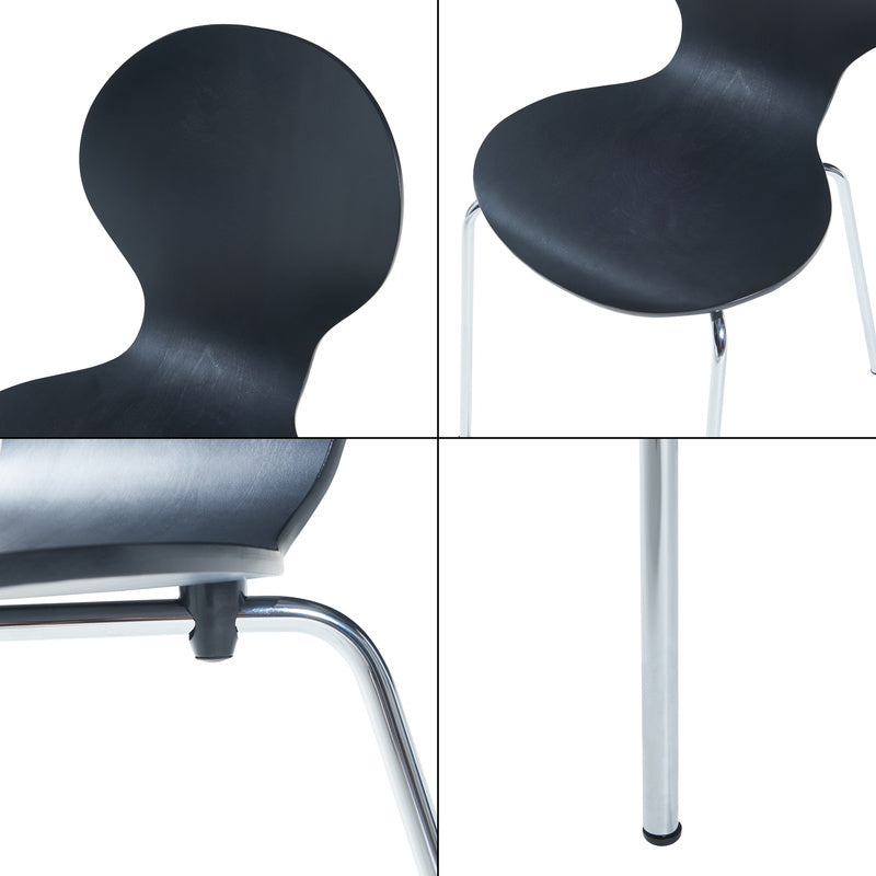 Eetkamerstoel – Stoel – Kuipstoel – Stoelset – Barkruk – Stapelbaar – Berkenhout Met Metalen Poot – Zithoogte 46 cm – Set Van 4