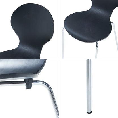 Eetkamerstoel – Stoel – Kuipstoel – Stoelset – Barkruk – Stapelbaar – Berkenhout Met Metalen Poot – Zithoogte 46 cm – Set Van 4
