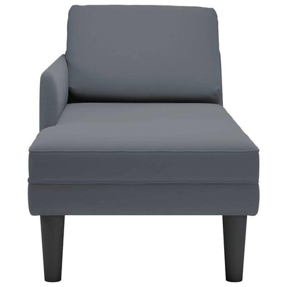 Fauteuil – Relaxstoel – Loungestoel – Leunstoel – Zetel – Donkergrijs Velours – Rechterarmleuning – Hardhouten Frame – Luxe Zitcomfort