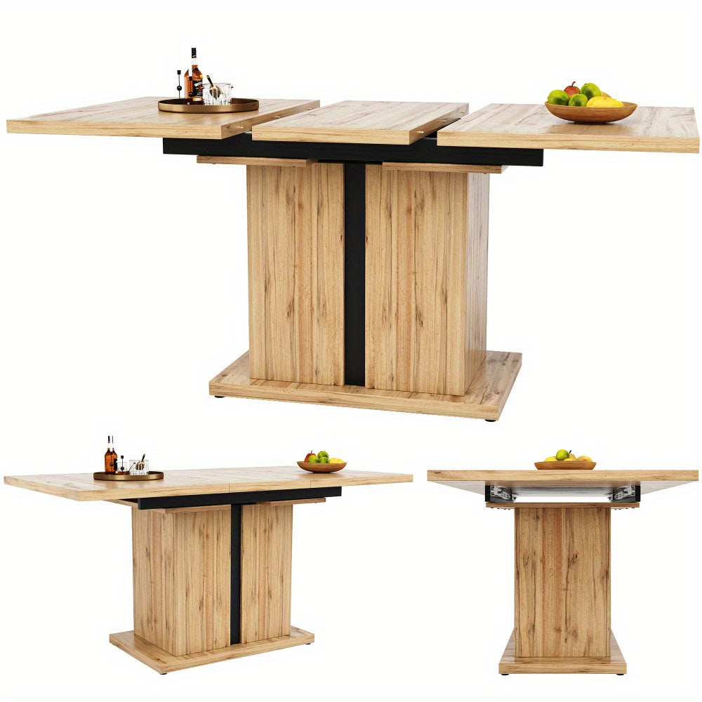 Uitklaptafel – Klaptafel – Inklapbare Tafel – Vouwtafel – Eettafel – Uitschuifbaar 119-158,5 cm – Ruimtebesparend Design – Natuurlijk Hout MDF