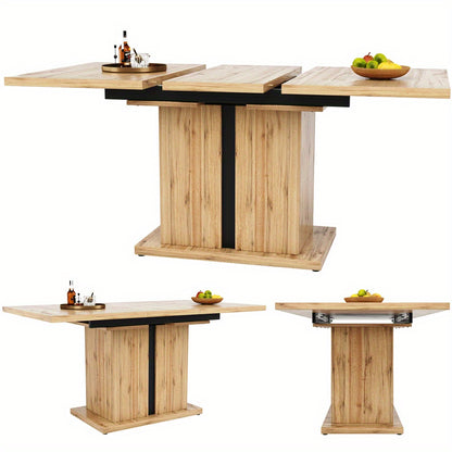 Uitklaptafel – Klaptafel – Inklapbare Tafel – Vouwtafel – Eettafel – Uitschuifbaar 119-158,5 cm – Ruimtebesparend Design – Natuurlijk Hout MDF