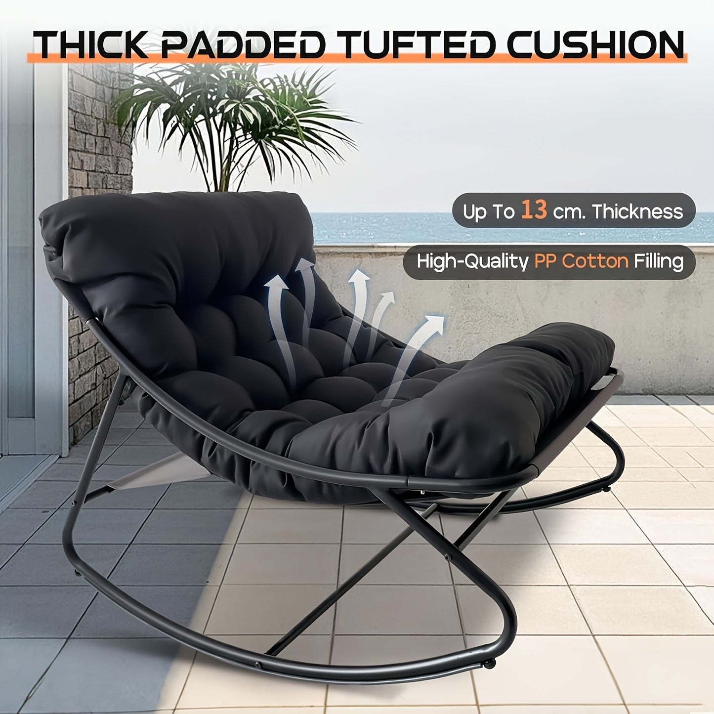 Schommelstoel – Relaxstoel – Fauteuil – Loungestoel – Draaistoel – Handmatig Verstelbare Rugleuning – Stabiel Roestvrij Stalen Frame – Zwenkfunctie en Rocking Mechanisme – Modern Design – Geschikt Voor Harde Vloeren – Grijs
