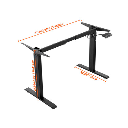 VEVOR Electric Standing Desk Frame Adjustable 70-117 cm H Black Workstation Base