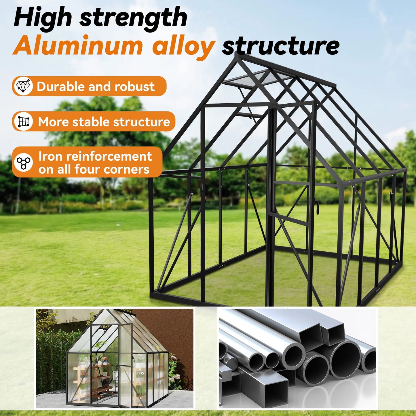 Kas – Kweekkas – Tuinkas – Foliekas – Plantenkas – 182,88x243,84 cm – Duurzaam Metalen Frame – Verstevigde Bodem