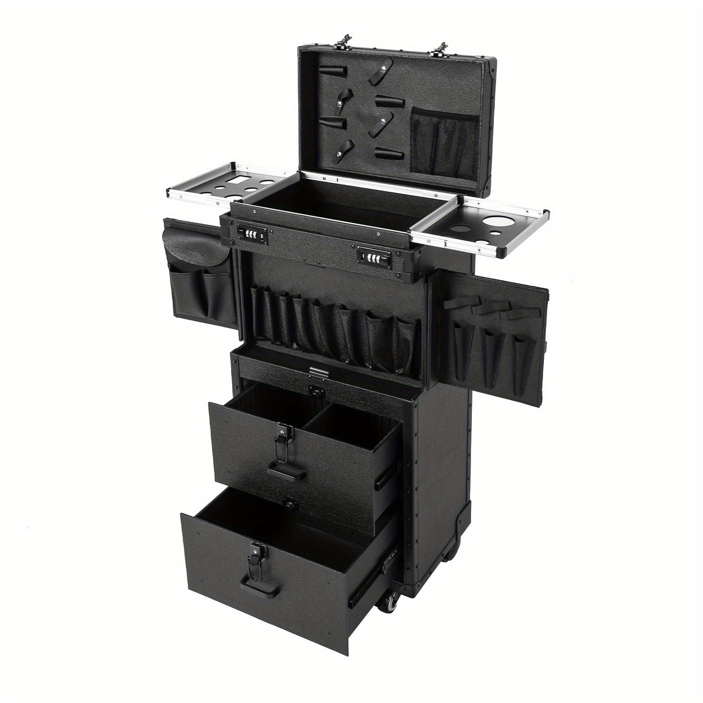 Kapperswagen – Kappers Trolley – Werkwagen – Salon Trolley – Make-up Organizer – Ruime Opbergruimte – Stevig Aluminium Frame & ABS Buitenlaag