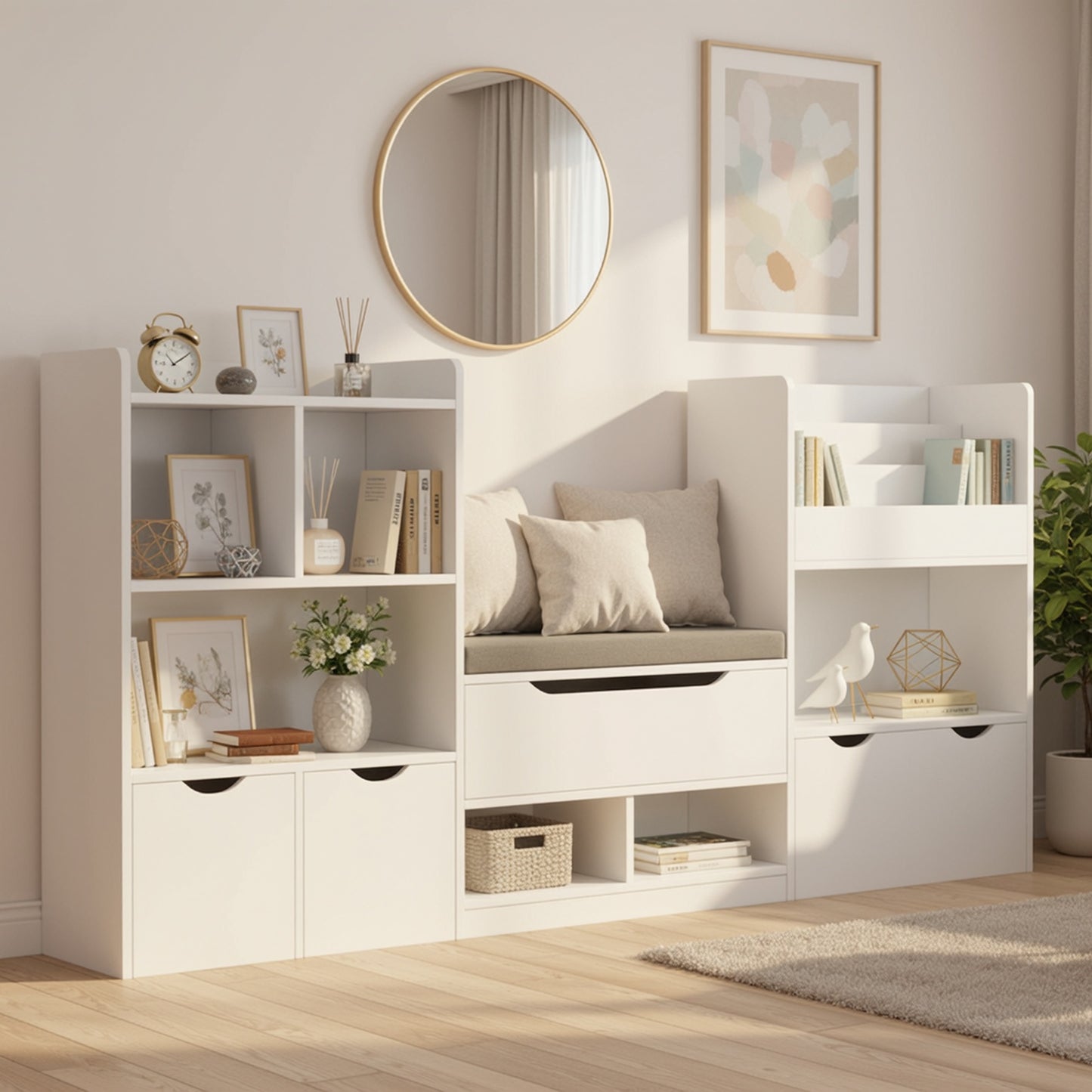Houten Kast – Ladekast – Opbergkast – Boekenkast – Opbergmeubel – Wit – Ruim 3,2 Kubieke Voet – Stevig & Eenvoudige Montage