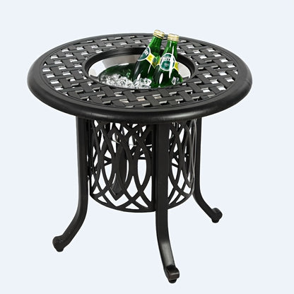 Buitentafel – Tuintafel – Balkontafel – Bijzettafel – IJsemmer tafel – Aluminium – Compact met Verstelbare Voeten